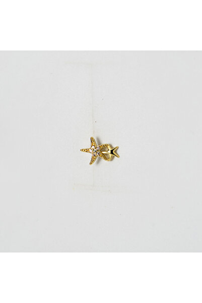 Piercing by Sever Deniz Yıldızı Çelik Piercing… Altın/Gold Renkli ve Şeffaf Taşlı (TRAGUS HELIX CONCH FLAT)