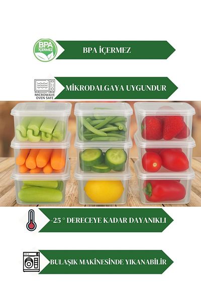 ALPY E TRADE 🌟 Set of 10 (500 ml) Square Freezer Compatible Self-Covered Storage Containers 🌟