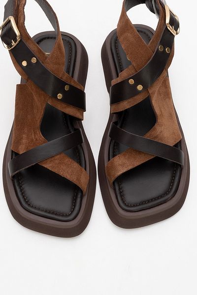 LuviShoes Sandale de damă MİNNEA din piele naturală din piele naturală maro