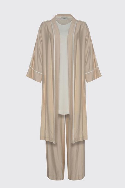 Zühre Beige Striped Triple Set - TK-1245