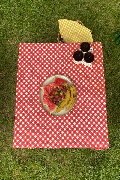DEKOMOD Digital Printing Multipurpose Plaid Square Red Gingham Tableware Cloth Table Picnic Camping Cloth 140*140cm