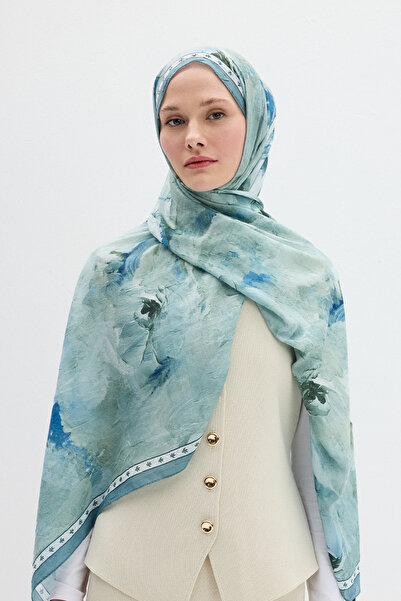 cs camellia scarf Şal cu model Sera - Mentă