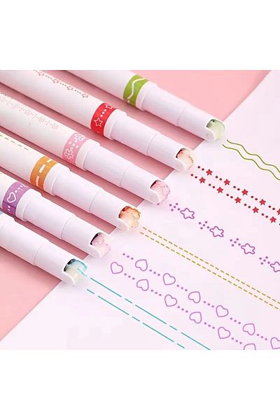 Hediye Rüzgarı Shaped Patterned Pen Set |   6Pcs Colored Pencils Fun and Cute Pencils for the Gift of the Report Card