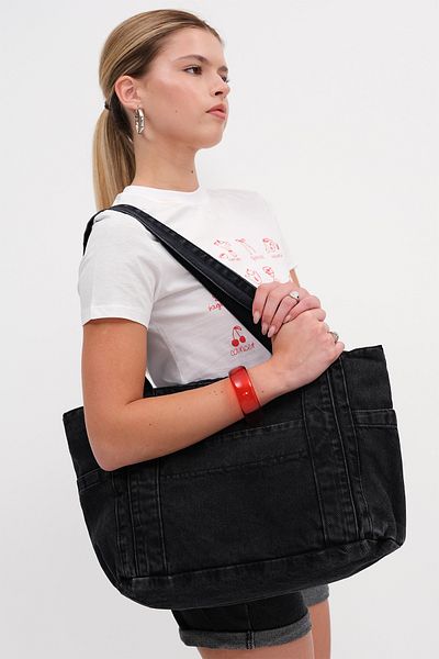 Addax Geantă tote din denim cu buzunar Ç13946