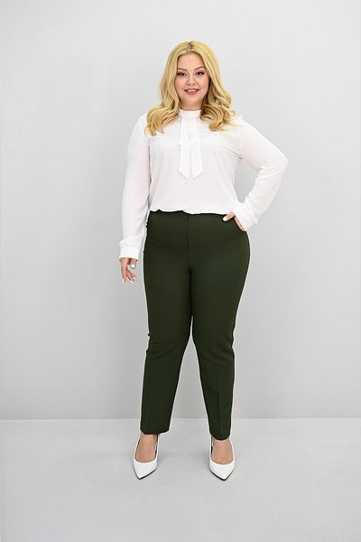 Koza Butik Women's Plus Size High Waist Fabric Pants 0036-25