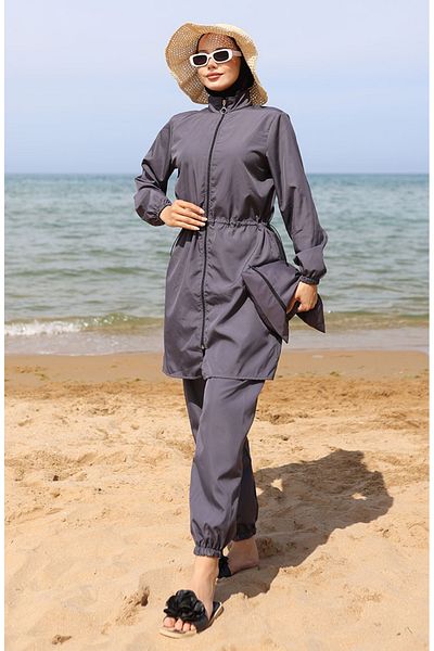 sefamerve Hijab-Badeanzug mit Tasche 5035-03 Anthrazit