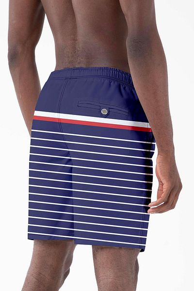 Miami Beach Long Length Model Water Repellent Digital Printed Men's Beach Shorts Swimwear 237-Navy Blue