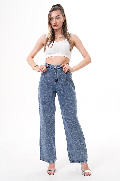 ŞİMAL Pantaloni de denim cu detalii de piatră pentru femei 250449 -