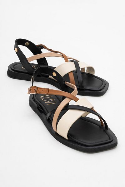 LuviShoes Sandale de damă ROUSE negre din piele naturală