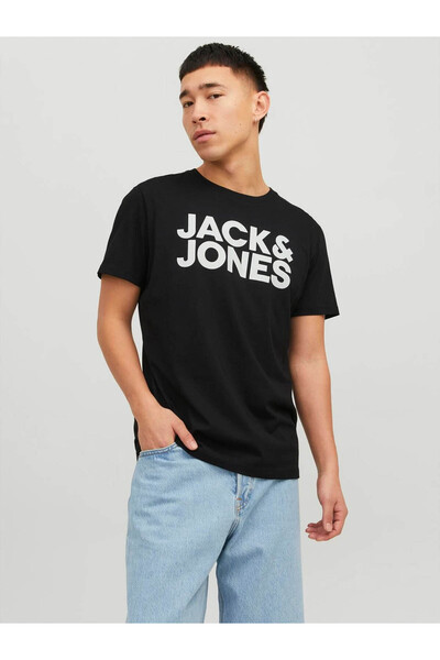 Jack & Jones JACK JONES Yazılı Erkek Bisiklet Yaka Tişört 12151955