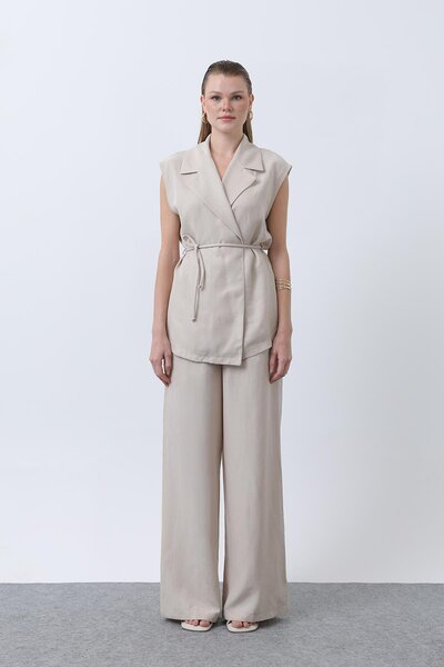 Soul Women's Vest and Pants Double Set - 32260Tks - Stone