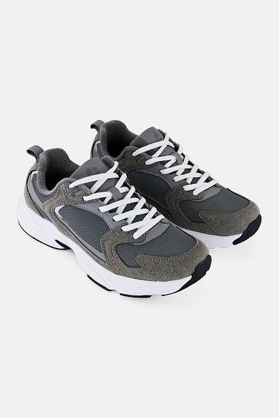 RBX Men Brand Logo Lace Up Running Shoes, Dark Grey
