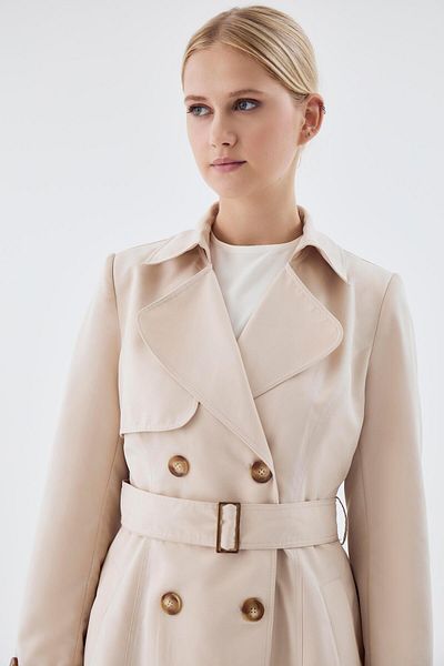 Zühre Jacket Collar Belted Stone Trench Coat 13768