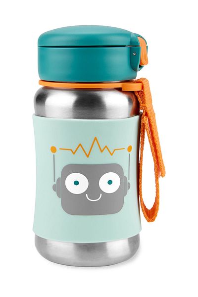 Skip Hop Zoo Stainless Steel Water Bottle with Straw 350 ml Robot