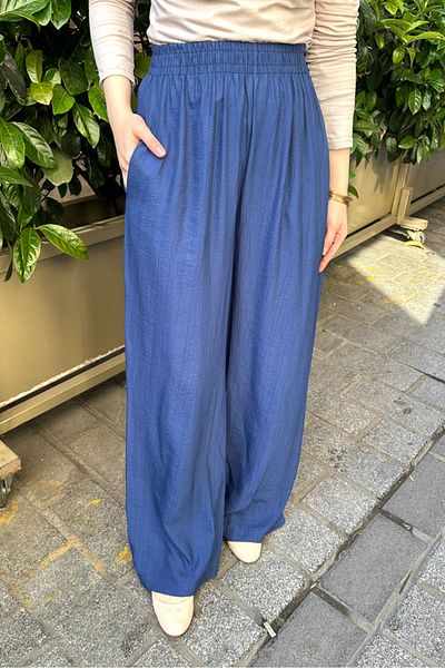 Ovn. Elastic Waist Loose Trousers - Navy Blue