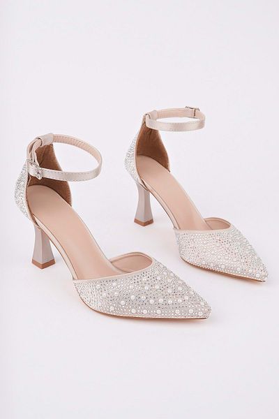 bulutmod Ba04583 Ten Women's Drop Pearl Stone Evening Dress Classic 8 cm Heeled Shoes - 37