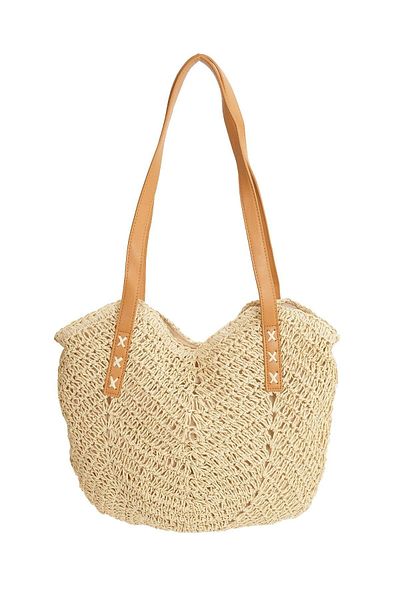 Mio Gusto Straw Weave Beige Color Round Bottom Women's Shoulder Bag