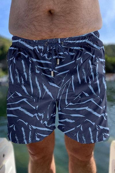 Miami Beach Large Size Water Repellent Digital Printed Men's Beach Sea Shorts Swimsuit - 273-Navy Blue