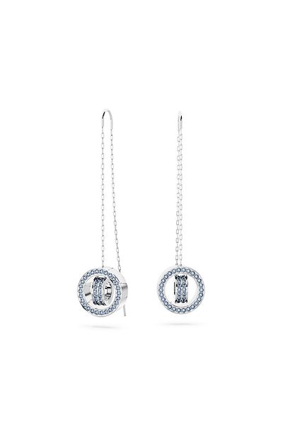 Swarovski 5663498 Swarovski Earrings Hollow drop earringsLong, Blue, Rhodium plated