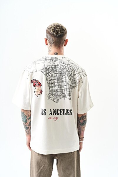 Respire Чоловіча футболка Oversize з принтом Los Angeles, екрю