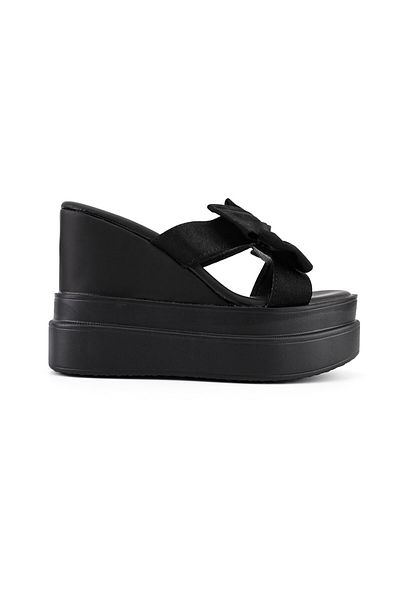 Tmall Women's Casual Slippers, With Platform, Made of Eco-Leather, SA18, Black