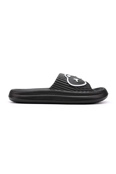 Tmall Women's Slippers, Foam, Lightweight With Teddy Bear Print, Pd1040, Black