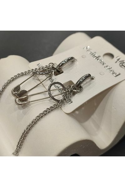 Bijutek Stainless Steel Men's Steel Patterned and Dangle Earrings 2