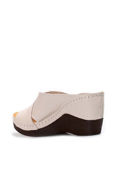FAST STEP Genuine Leather Women's Wedge Heel Slippers 972Za1003