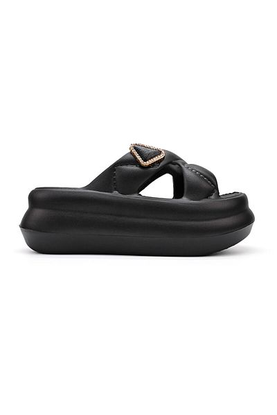Tmall Women's Slippers, With Platform And Accessories, Foam, Pd1039, Black