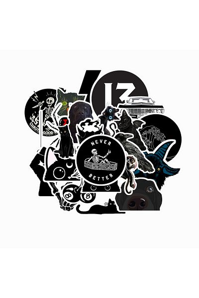 dadi ramba Black Sticker Pack -Bullet Journal- Agenda -Laptop Label Sticker