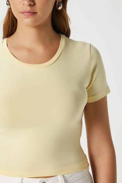 Ritnice Top crop Serra pentru femei, 100% bumbac, galben unt