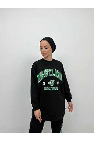 Basicpark Maryland Cotton Oversize Black Bottom Top Set