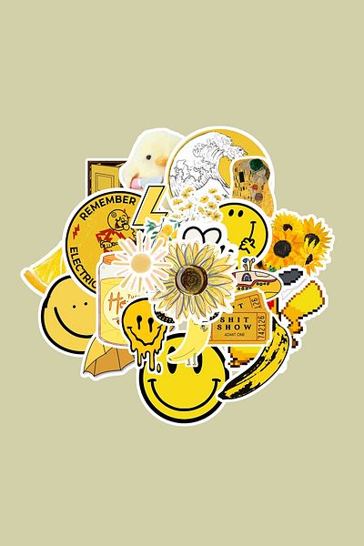 dadi ramba Yellow Color Sticker Pack -Bullet Journal- Agenda -Laptop Label Sticker
