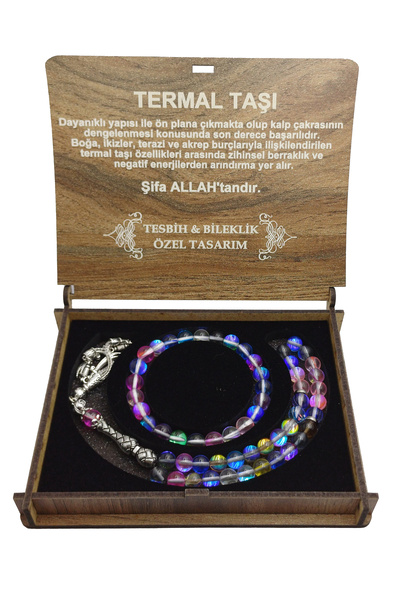 Remiuse Rengarenk Termal Doğal Taş Tesbih & Bileklik Set - Özel Tasarım