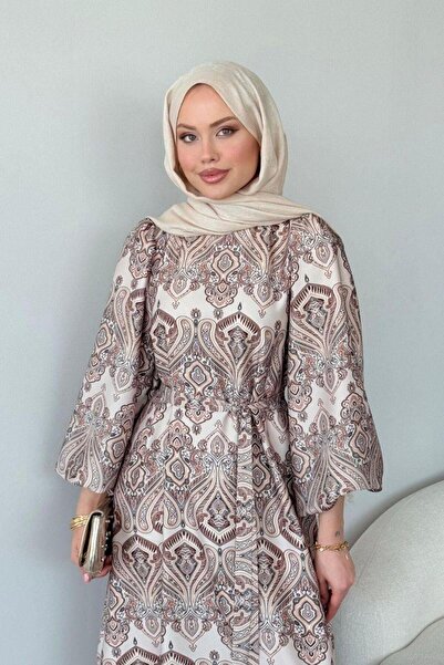 Şulemoda Giyim Μαροκινό σατέν φόρεμα μπεζ