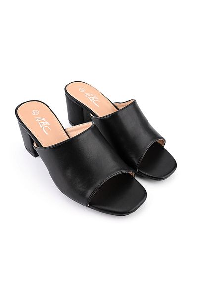 Tmall Women's Casual Slippers, With Thick Heel, SA34, Black