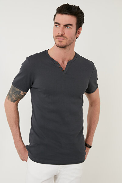 Buratti Cotton Button Detailed Slim Fit V-Neck 3 Pack t Shirt Men's t Shirts 5902122S3