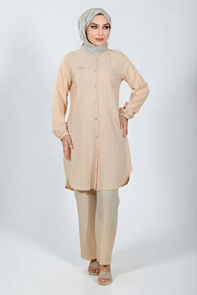 Missvalle Λεπτομερές κοστούμι καρφίτσας με κουμπιά Μπεζ 19178