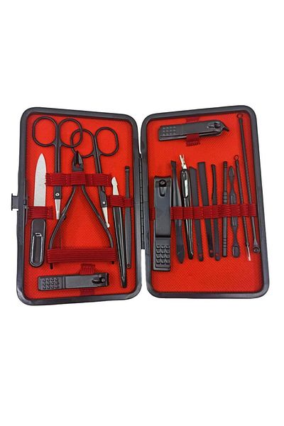 Pisicik 18+1 Pieces Stainless Steel Manicure Pedicure Set Hand Foot Nail Clippers