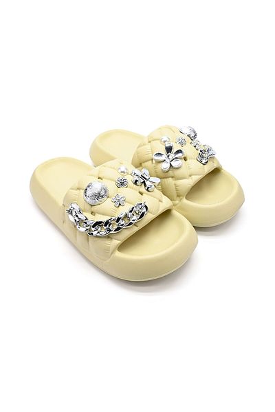 Tmall Women's Casual Slippers, Foam, With Accessories, Lightweight, Sa38, Green