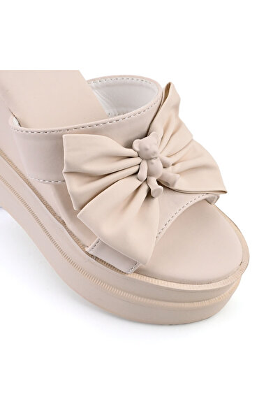 Tmall Women's Casual Slippers, With Platform, Made of Eco-Leather, SA18, Beige