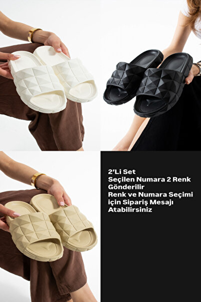 MODA BULVARI مجموعة من 2 شبشب نسائي غير قابل للانزلاق، شبشب رياضي عالي الجودة على الشاطئ بجانب حمام السباحة