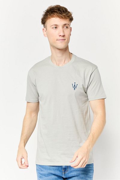 Maserati Men Crew Neck Short Sleeve Graphic Print T-shirt, Grey