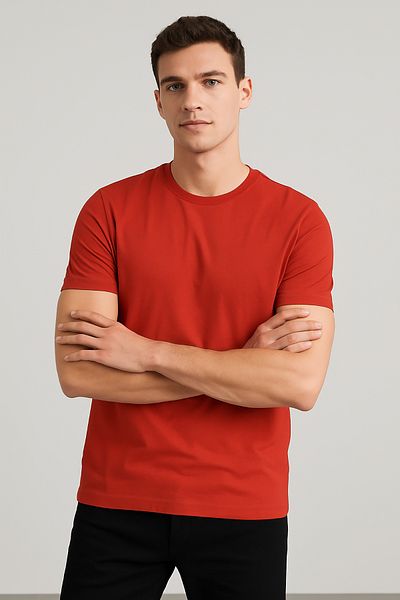 Giyim Dünyası Men's Crew Neck Short Sleeve Supreme Tshirt Red