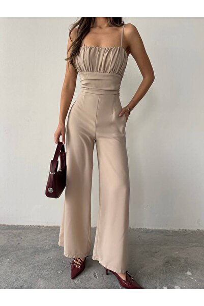 Sevenday Kadın Ayarlanabilir Askılı Göğsü Drapeli Tulum