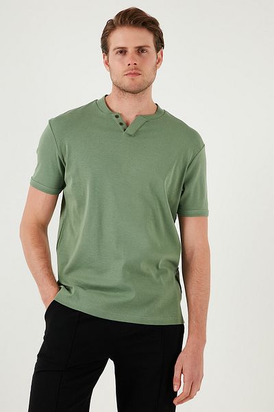Buratti Λεπτομέρεια με βαμβακερό κουμπί Slim Fit V λαιμόκοψη 3 Πακέτο Μπλουζάκια Ανδρικά Μπλουζάκια 5902122s3
