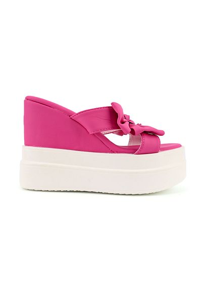 Tmall Women's Casual Slippers, With Platform, Made of Eco-Leather, SA18, Fuchsia