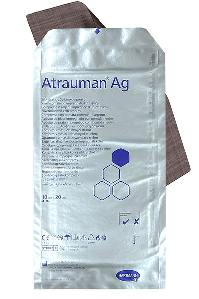 Hartmann Atrauman Ag 10 X 20 سم غطاء العناية بالجروح باللون الفضي (قطعة واحدة) Aplus-4049500586436
