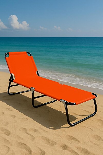 Remaks Elonza Katlanabilir Lüks Şezlong Kampet Plaj Yatağı Kamp Yatağı Kırmızı