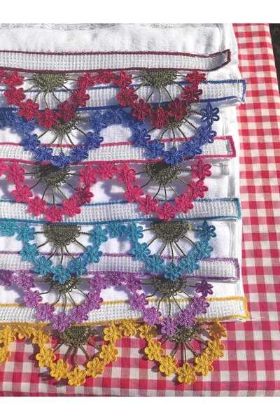 Peacock Çeyizlik Işlemeli El Havlusu , Yüksek Kalite Güpürlü (6 ADET)